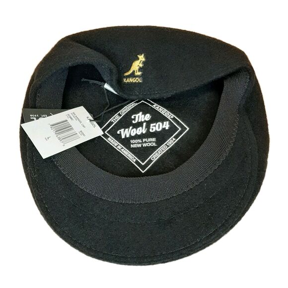 Kangol Other - NEW Kangol Classic Cap 504 Hat Black Men Size L 100% Wool RARE Gold Logo